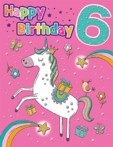 Unicorn 6th Birthday Card