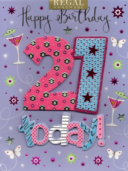 Drinks & Butterflies 21st Birthday Card
