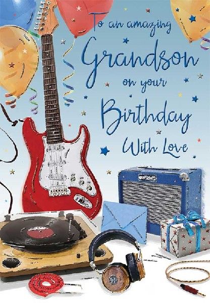 Guitar Grandson Birthday Card