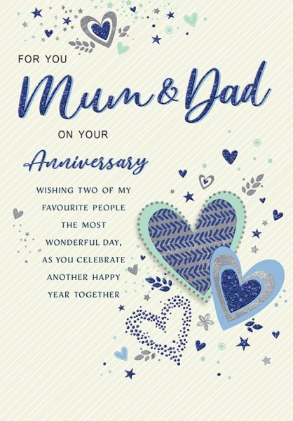 Hearts Mum & Dad Anniversary Card