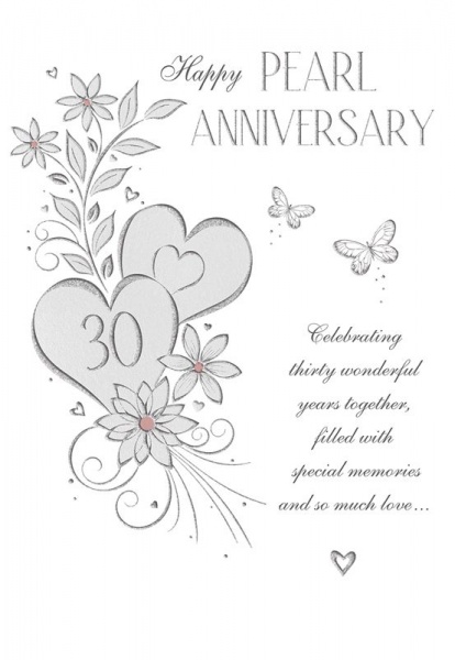 Floral Hearts Pearl Anniversary Card