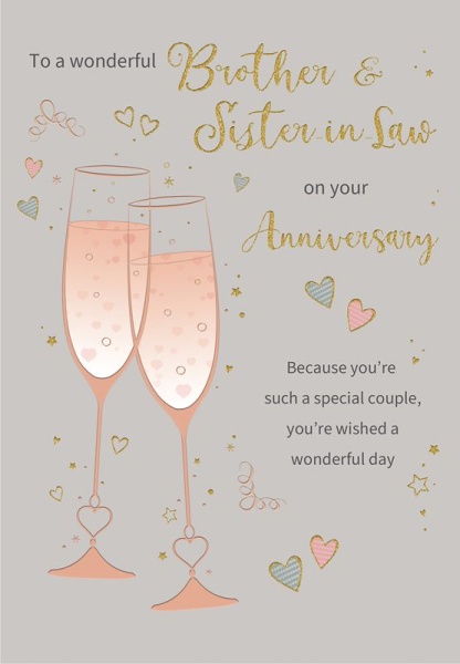 Bubbly & Hearts Brother & Sister-In-Law Anniversary Card