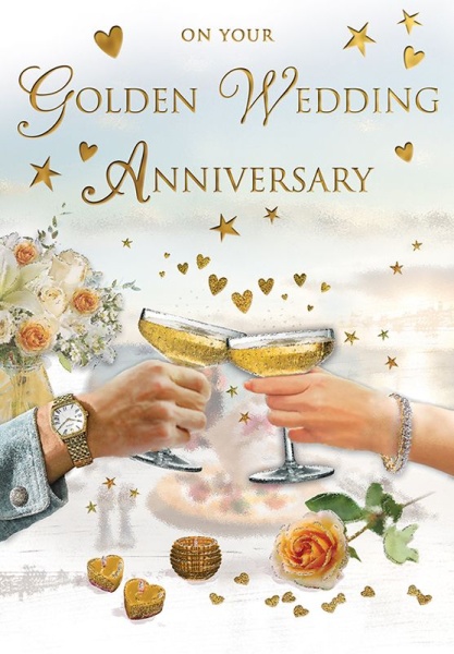 Romantic Dinner Golden Anniversary Card