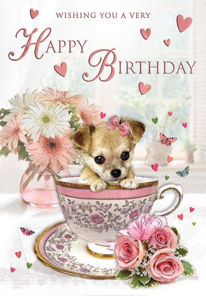 Puppy Teacup Birthday Card