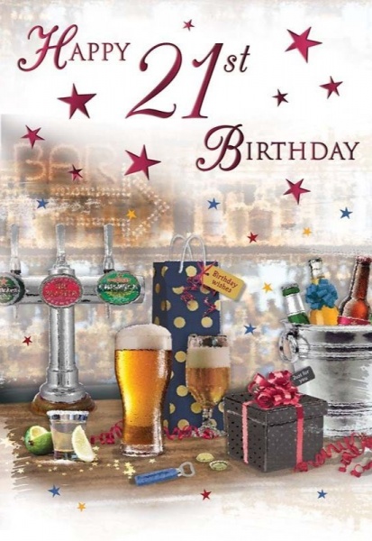 Drinks At The Bar 21st Birthday Card