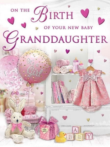 It's A Girl New Baby Grand-Daughter Card