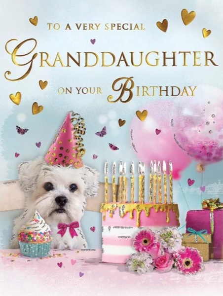 Birthday Dog Grand-Daughter Birthday Card