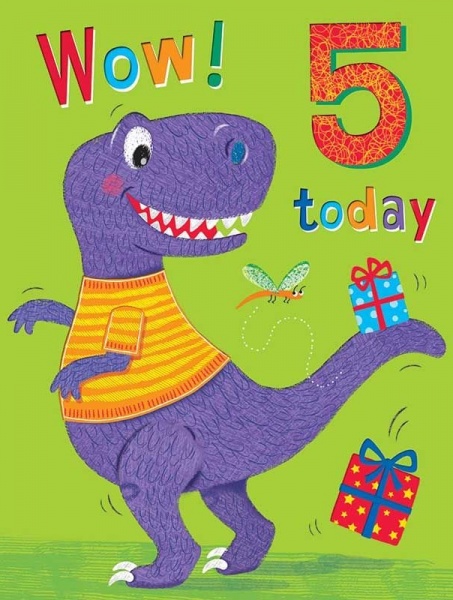 Dinosaur 5th Birthday Card