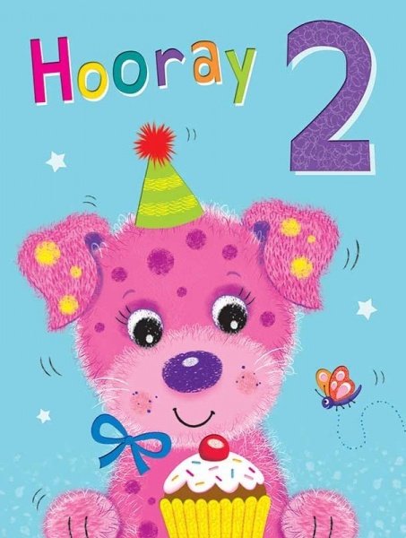 Pink Puppy 2nd Birthday Card