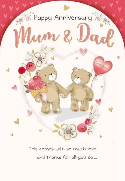 Flower Heart Mum & Dad Anniversary Card