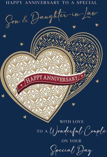 Hearts Son & Daughter-In-Law Anniversary Card