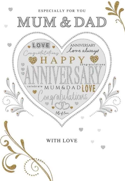 Love Heart Mum & Dad Anniversary Card