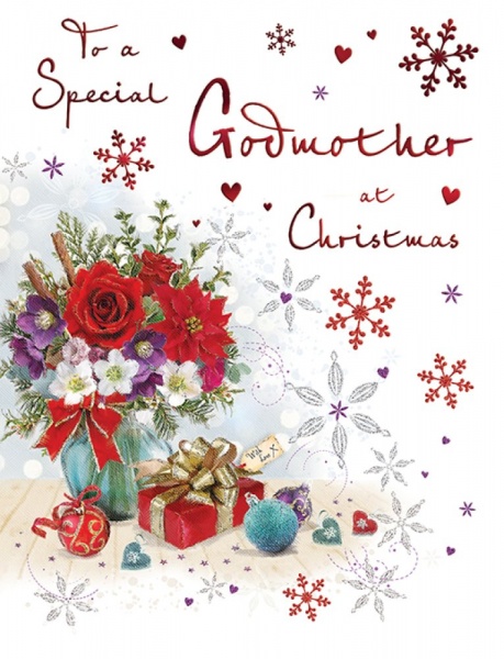 Flowers Godmother Christmas Card