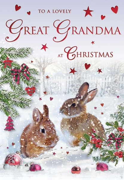 Winter Rabbits Great-Grandma Christmas Card