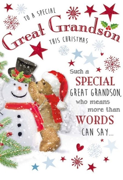 Snowman Great-Grandson Christmas Card