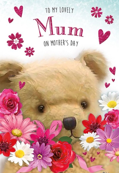 Flowers Teddy Mum Mother's Day Card