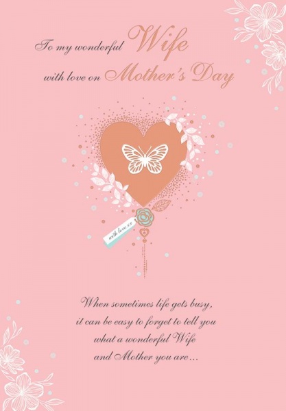 Butterfly Heart Wife Mother's Day Card