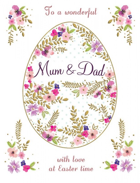 Floral Egg Mum & Dad Easter Card