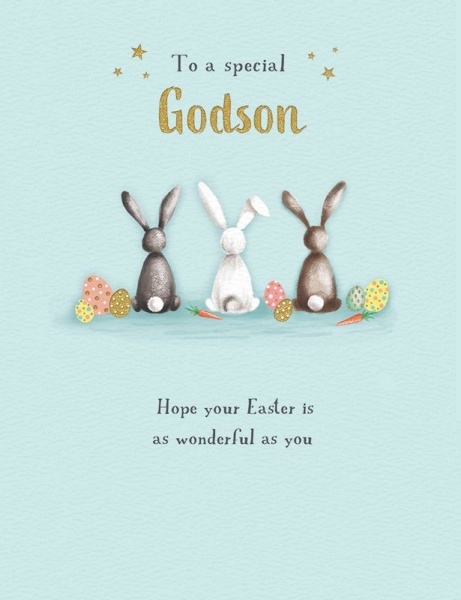 Three Bunnies God-Son Easter Card