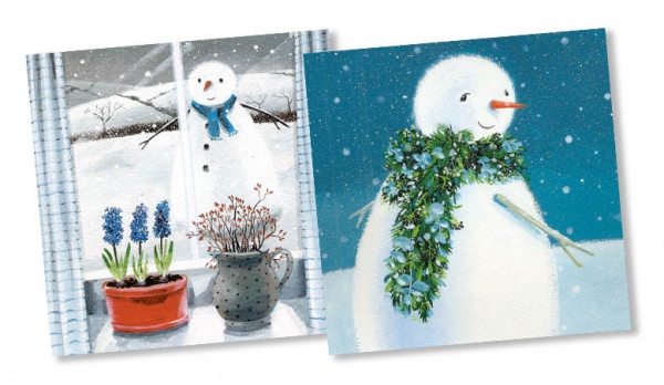 A Winter's Night & Snowman Christmas Cards Pack Of 10