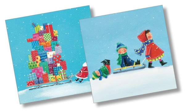 Heave Ho & Sledging Christmas Cards Pack Of 10