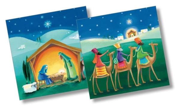 Away In A Manger & We Three Kings Christmas Cards Pack Of 10