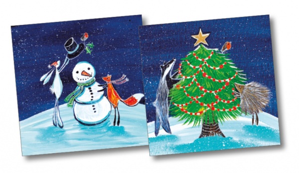 Snowman & Christmas Tree Christmas Cards Pack Of 10