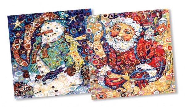 Santa & Snowman Christmas Cards Pack Of 10