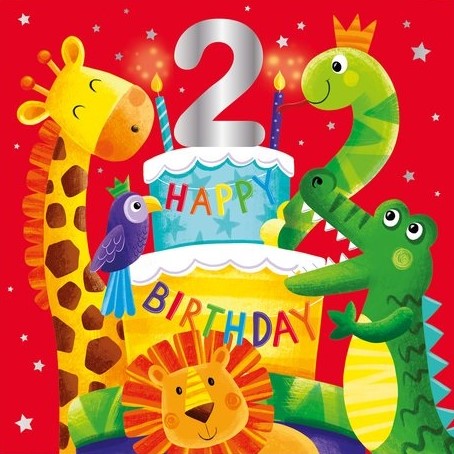 Animals Birthday Cake 2nd Birthday Card