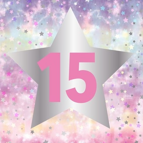 Pink Stars 15th Birthday Card