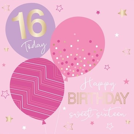 Balloons 16th Birthday Card