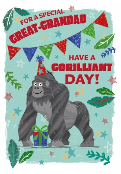 Gorilla Great-Grandad Birthday Card