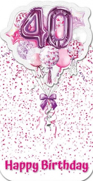 Pink Balloons 40th Birthday Card