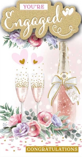 Sparkling Rose Engagement Card