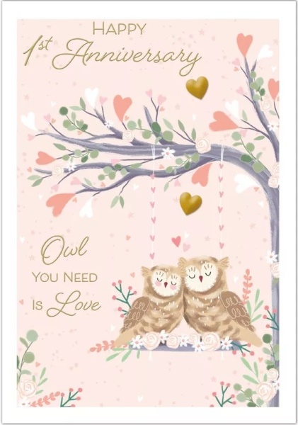 Owls 1st Anniversary Card