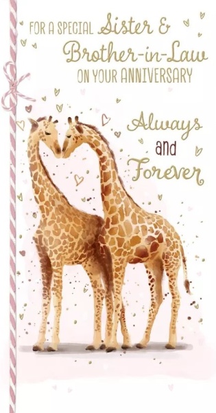 Giraffes Sister & Brother-In-Law Anniversary Card