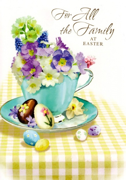 Teacup Family Easter Card