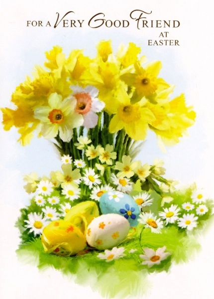 Daisies & Daffodils Very Good Friend Easter Card