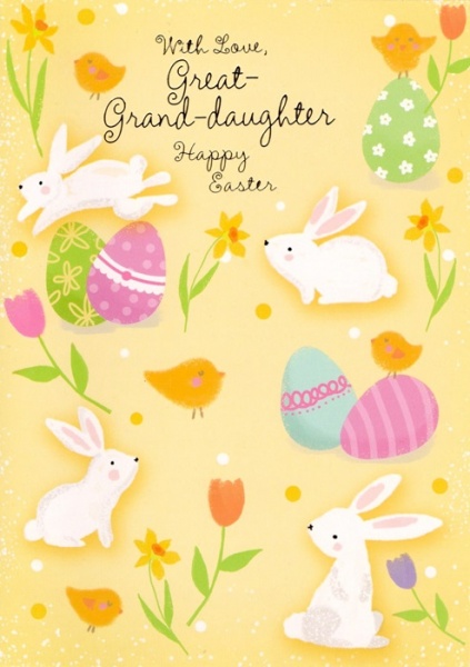 Rabbits & Chicks Great-Grand-Daughter Easter Card