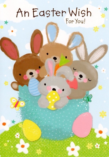 Basket Of Bunnies Easter Card