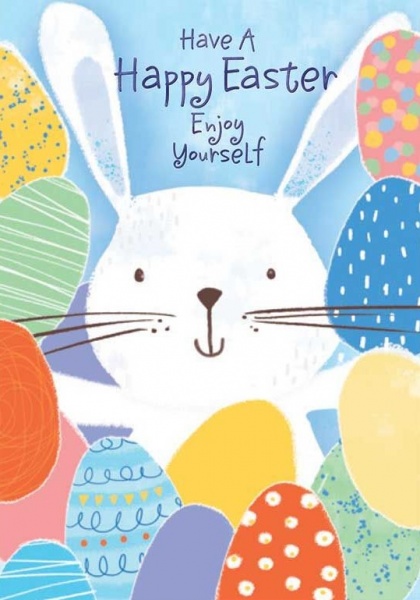 Easter Bunny & Eggs Easter Card