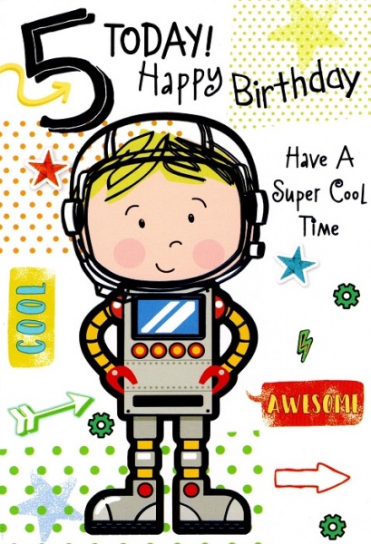 Robot Astronaut 5th Birthday Card