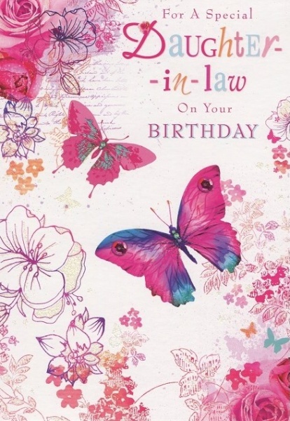 Pink Butterflies Daughter In Law Birthday Card