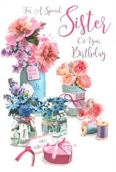 Flower Jars Sister Birthday Card