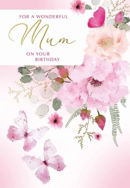 Butterflies & Blossoms Mum Birthday Card