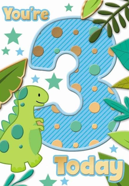 Dinosaur 3rd Birthday Card