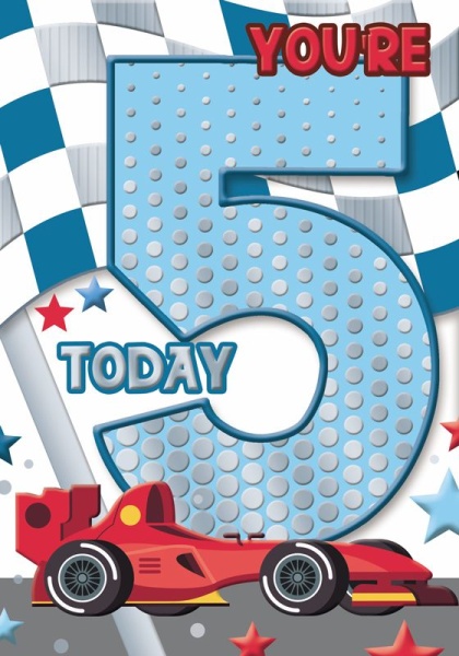 Race Car 5th Birthday Card