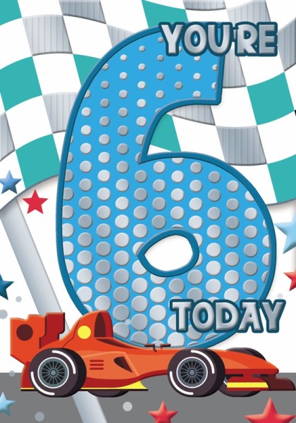 Race Car 6th Birthday Card