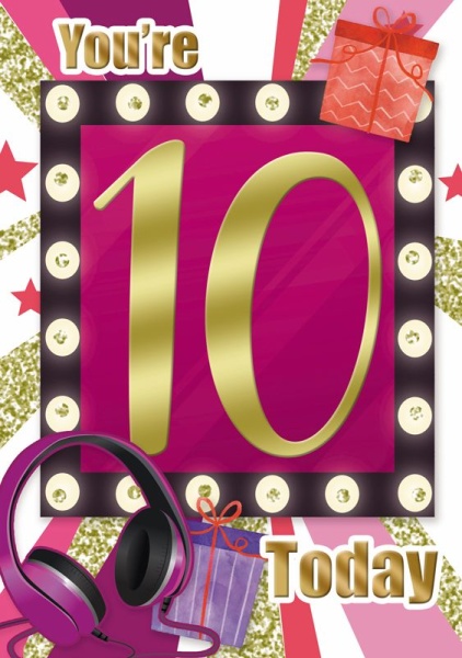 Headphones 10th Birthday Card