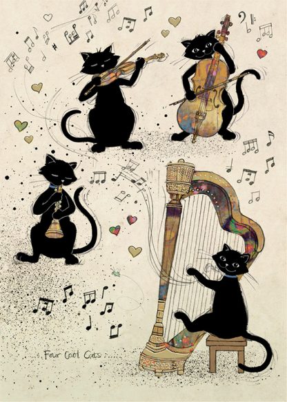 Four Cool Cats Greeting Card